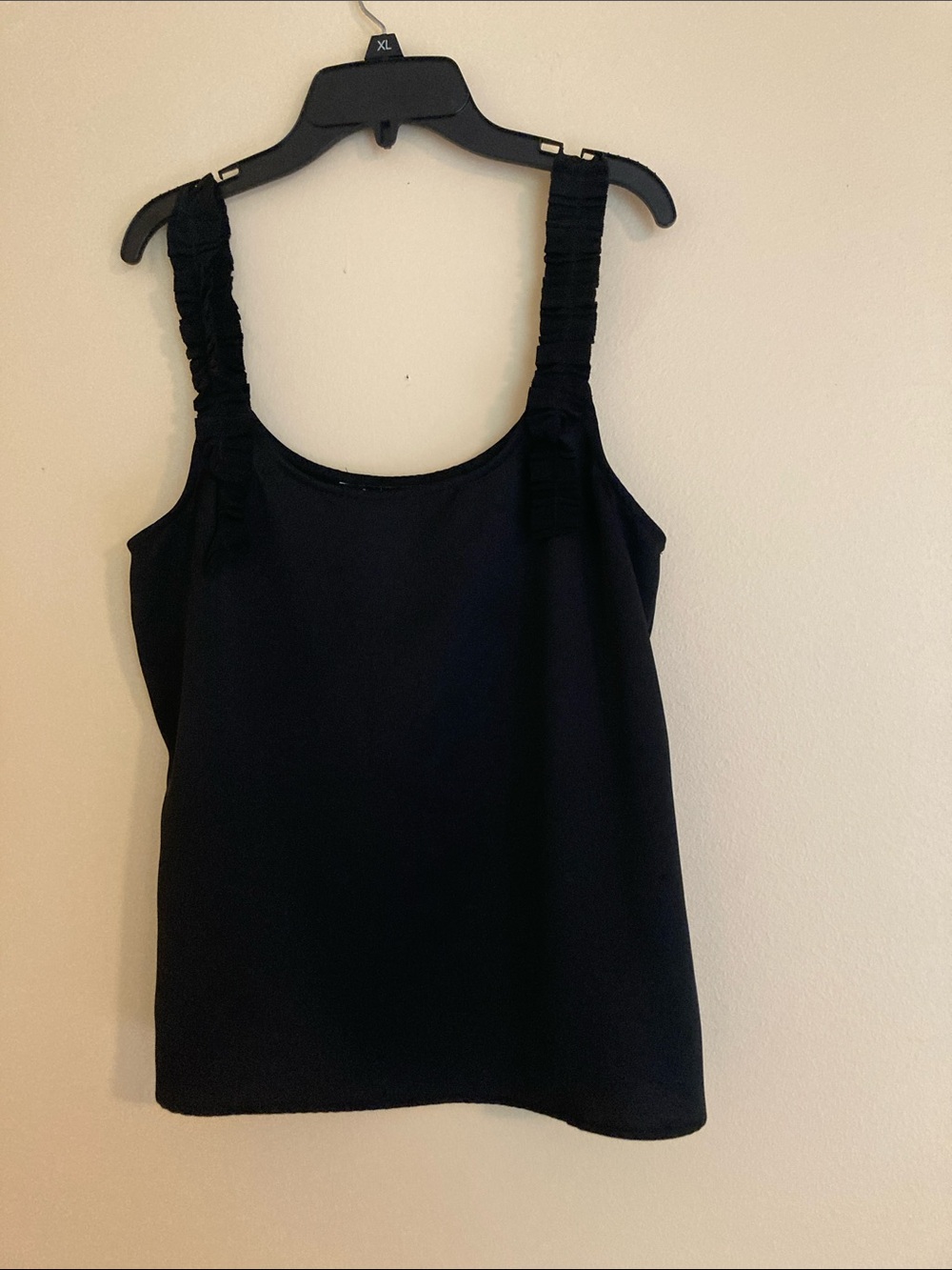 Women's Black Ruched-Strap Tank Top